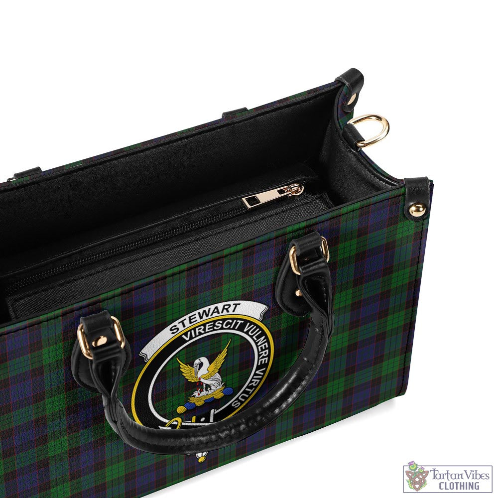 Tartan Vibes Clothing Stewart Old Tartan Luxury Leather Handbags with Family Crest