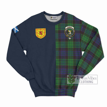 Stewart Old Modern Tartan Sweatshirt Alba with Scottish Lion Royal Arm Half Style