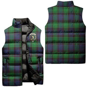 Stewart Old Modern Tartan Sleeveless Puffer Jacket with Family Crest