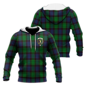 Stewart Old Modern Tartan Knitted Hoodie with Family Crest