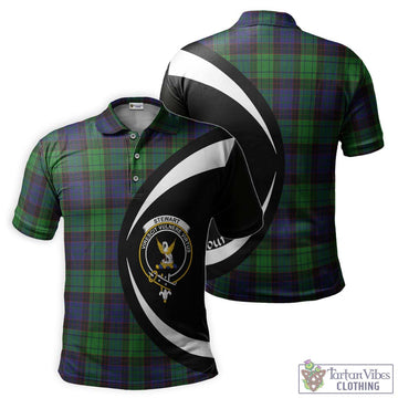 Stewart Old Modern Tartan Men's Polo Shirt with Family Crest Circle Style