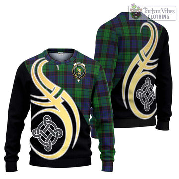 Stewart Old Modern Tartan Ugly Sweater with Family Crest and Celtic Symbol Style