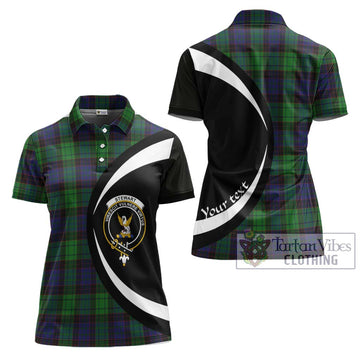 Stewart Old Modern Tartan Women's Polo Shirt with Family Crest Circle Style