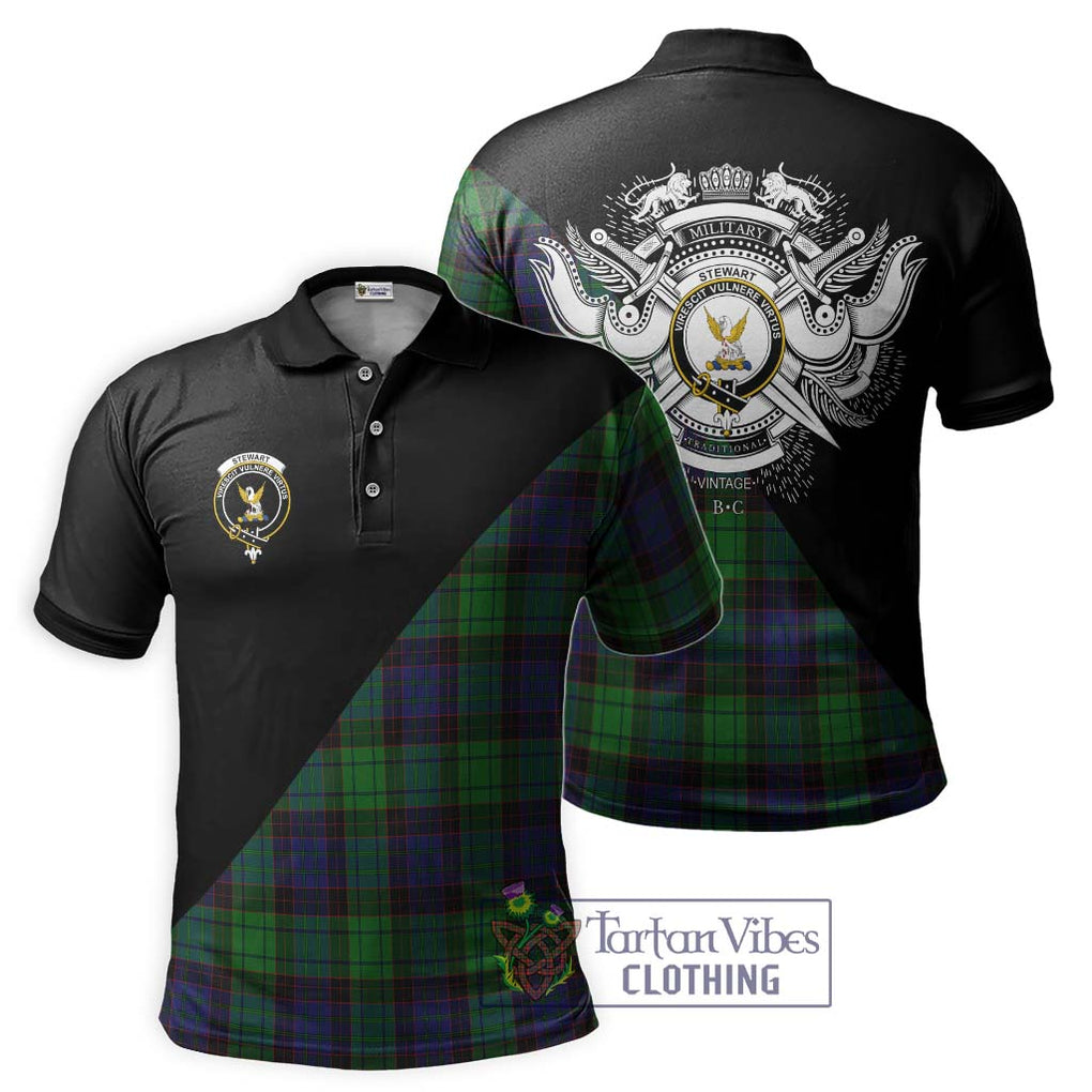 Stewart Old Modern Tartan Polo Shirt with Family Crest and Military Logo Style Kid - Tartanvibesclothing Shop