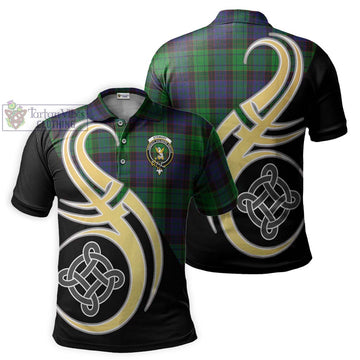 Stewart Old Modern Tartan Polo Shirt with Family Crest and Celtic Symbol Style