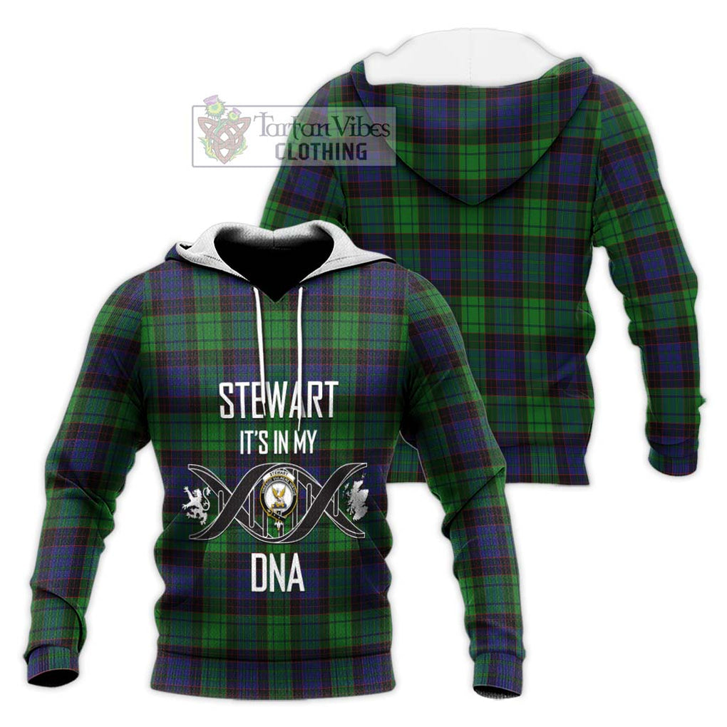 Stewart Old Modern Tartan Knitted Hoodie with Family Crest DNA In Me Style Unisex Knitted Pullover Hoodie - Tartanvibesclothing Shop