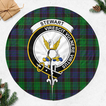 Stewart Old Modern Tartan Christmas Tree Skirt with Family Crest