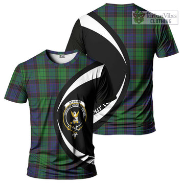 Stewart Old Modern Tartan T-Shirt with Family Crest Circle Style