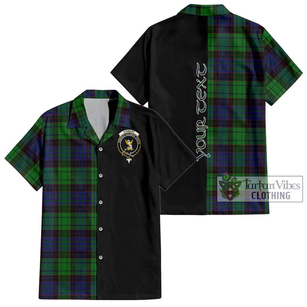 Stewart Old Modern Tartan Short Sleeve Button Shirt with Family Crest and Half Of Me Style Kid - Tartanvibesclothing Shop