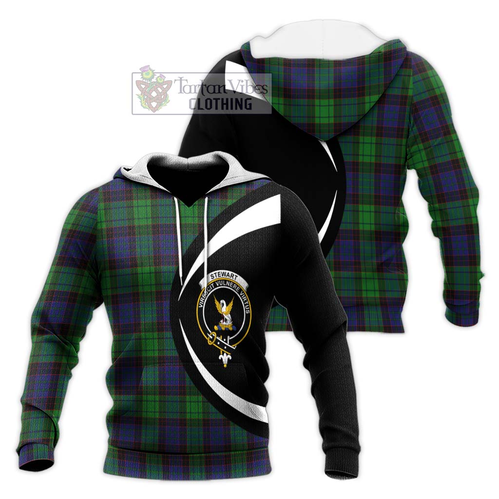 Stewart Old Modern Tartan Knitted Hoodie with Family Crest Circle Style Unisex Knitted Pullover Hoodie - Tartan Vibes Clothing