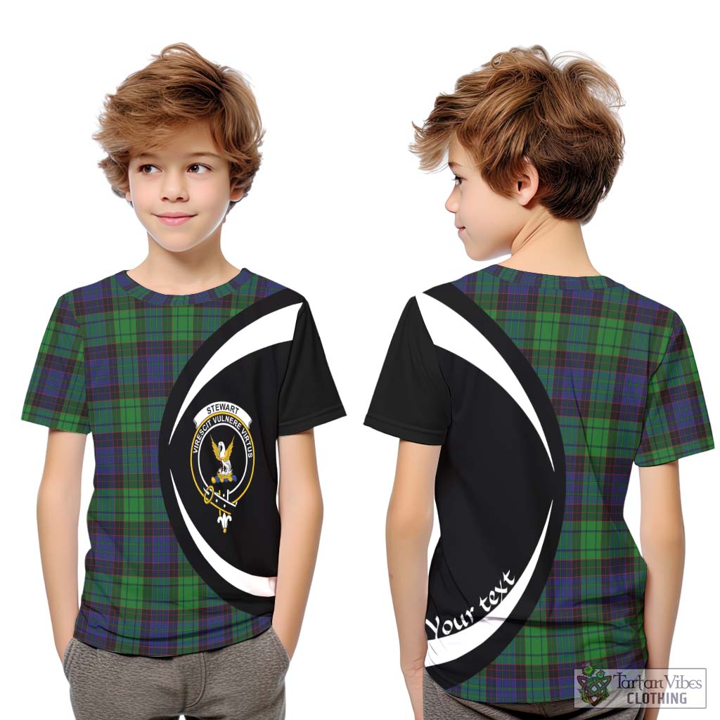 Stewart Old Modern Tartan Kid T-Shirt with Family Crest Circle Style Youth XL Size14 - Tartan Vibes Clothing