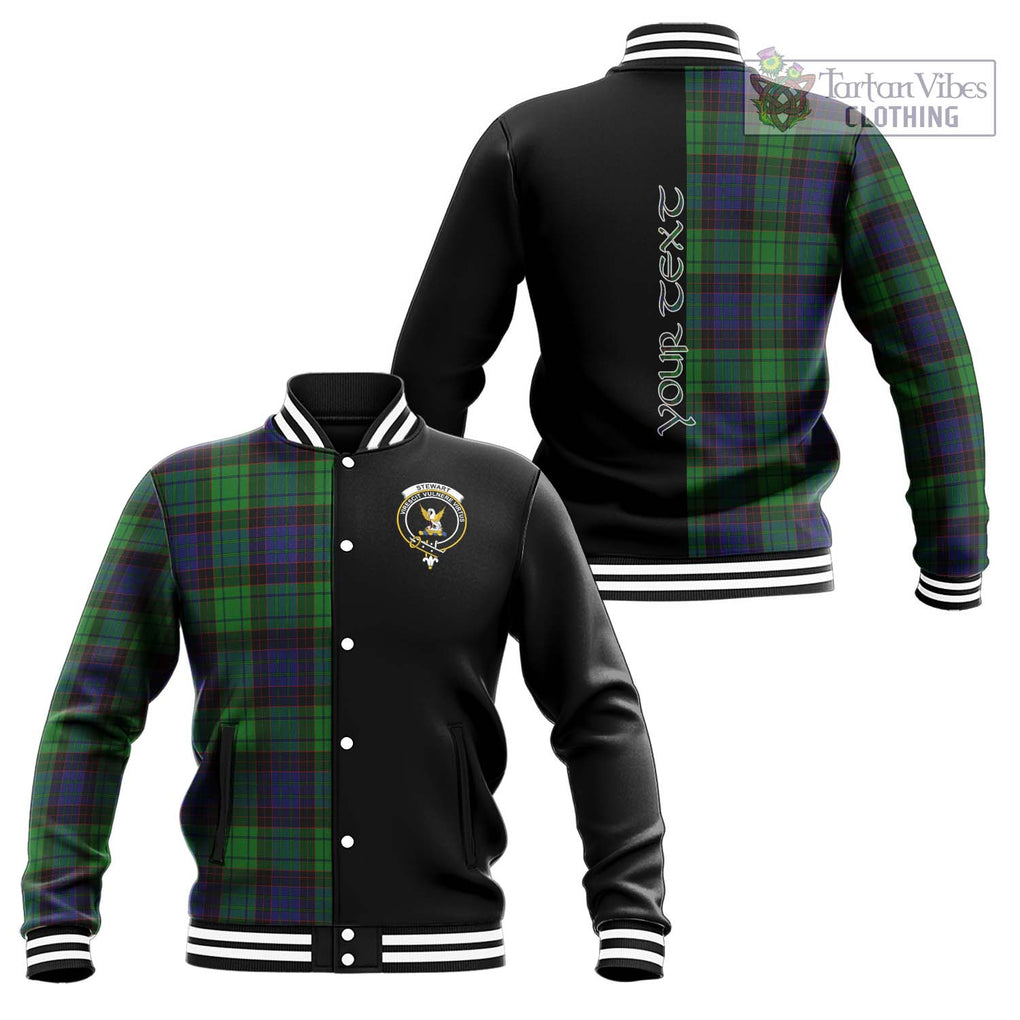 Stewart Old Modern Tartan Baseball Jacket with Family Crest and Half Of Me Style Unisex - Tartanvibesclothing Shop