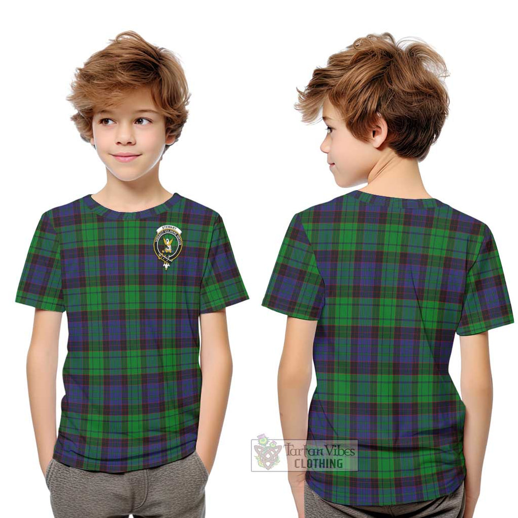 Stewart Old Modern Tartan Kid T-Shirt with Family Crest Youth XL Size14 - Tartanvibesclothing Shop