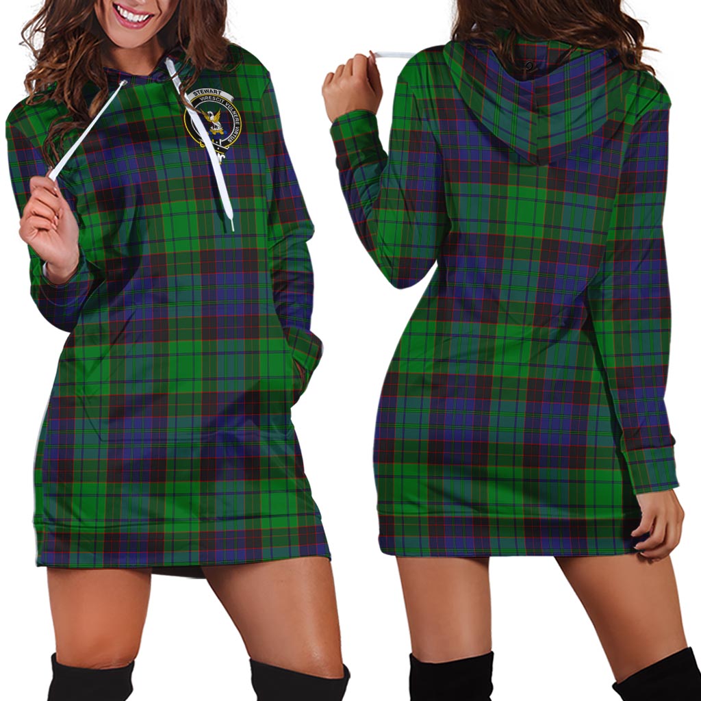 Stewart Old Modern Tartan Hoodie Dress with Family Crest - Tartan Vibes Clothing