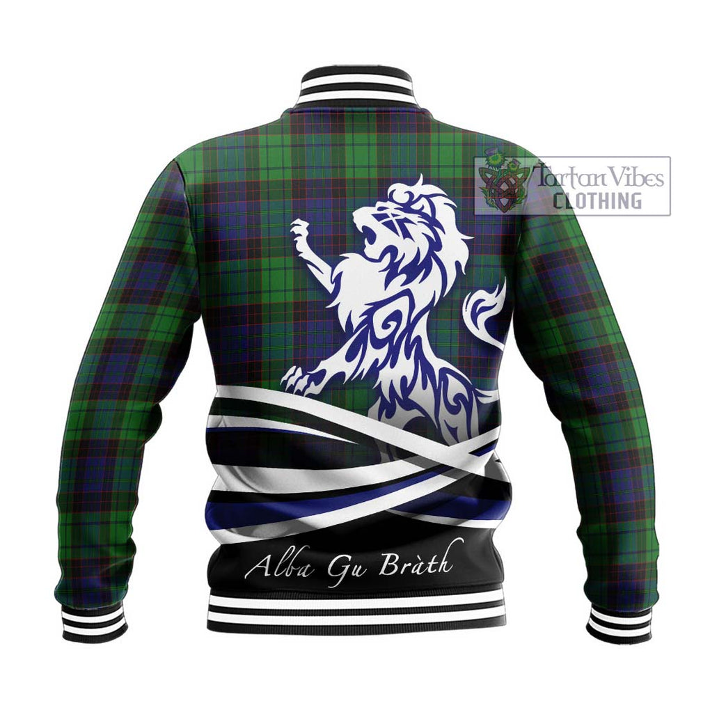 Stewart Old Modern Tartan Baseball Jacket with Alba Gu Brath Regal Lion Emblem - Tartanvibesclothing Shop