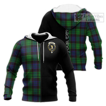 Stewart Old Modern Tartan Knitted Hoodie with Family Crest and Half Of Me Style