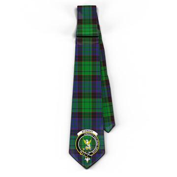 Stewart Old Modern Tartan Classic Necktie with Family Crest