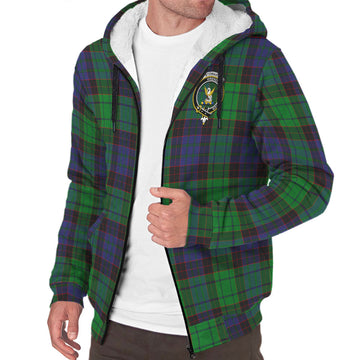 Stewart Old Modern Tartan Sherpa Hoodie with Family Crest