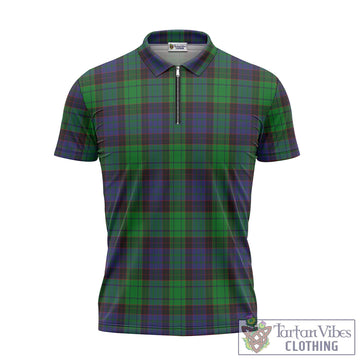 Stewart Old Modern Tartan Zipper Polo Shirt