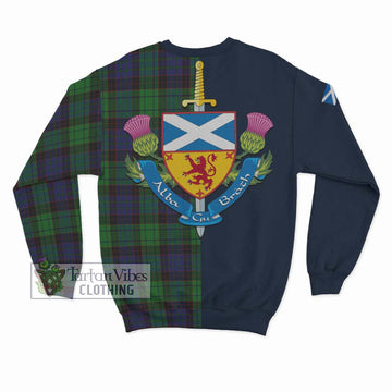 Stewart Old Modern Tartan Sweatshirt Alba with Scottish Lion Royal Arm Half Style