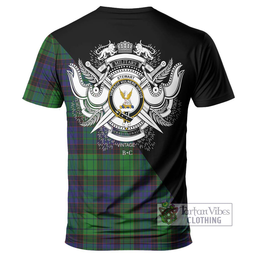 Stewart Old Modern Tartan T-Shirt with Family Crest and Military Logo Style - Tartanvibesclothing Shop