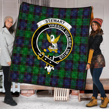 Stewart Old Modern Tartan Quilt with Family Crest