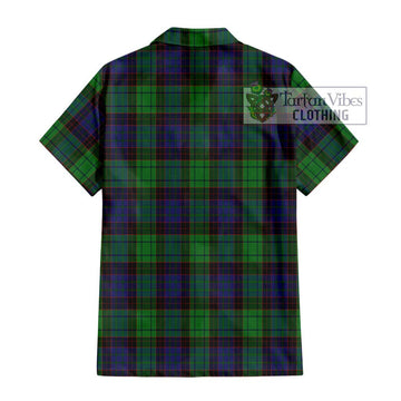 Stewart Old Modern Tartan Short Sleeve Button Shirt with Family Crest DNA In Me Style