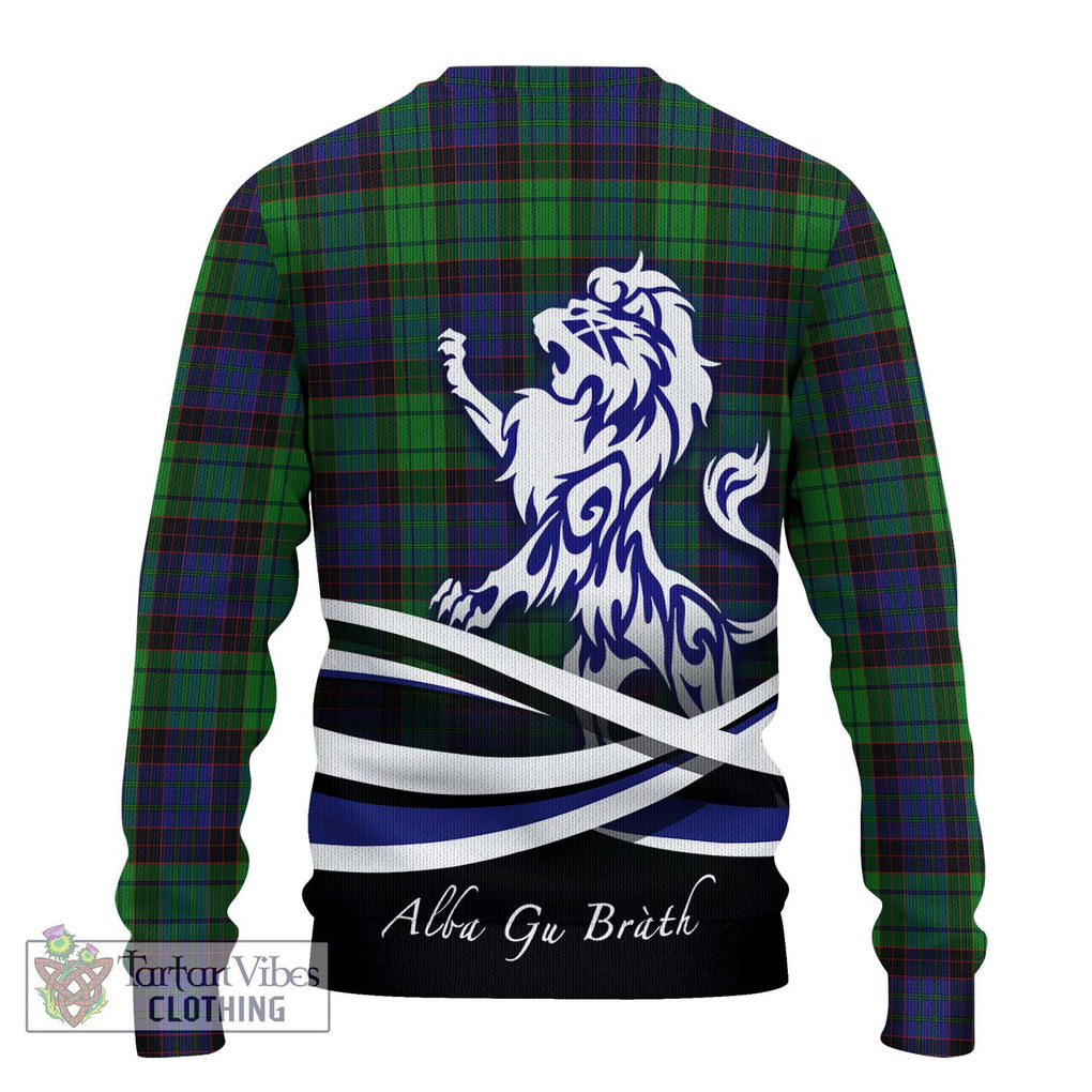 Stewart Old Modern Tartan Knitted Sweater with Alba Gu Brath Regal Lion Emblem - Tartanvibesclothing Shop