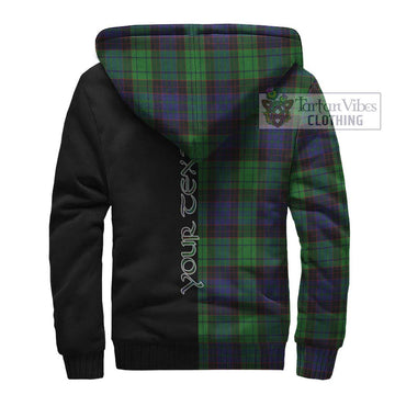 Stewart Old Modern Tartan Sherpa Hoodie with Family Crest and Half Of Me Style