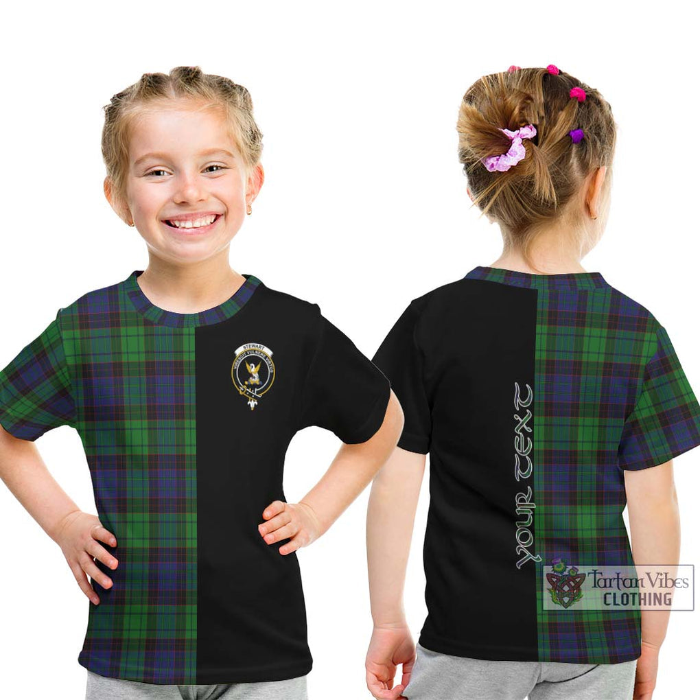 Stewart Old Modern Tartan Kid T-Shirt with Family Crest and Half Of Me Style - Tartanvibesclothing Shop