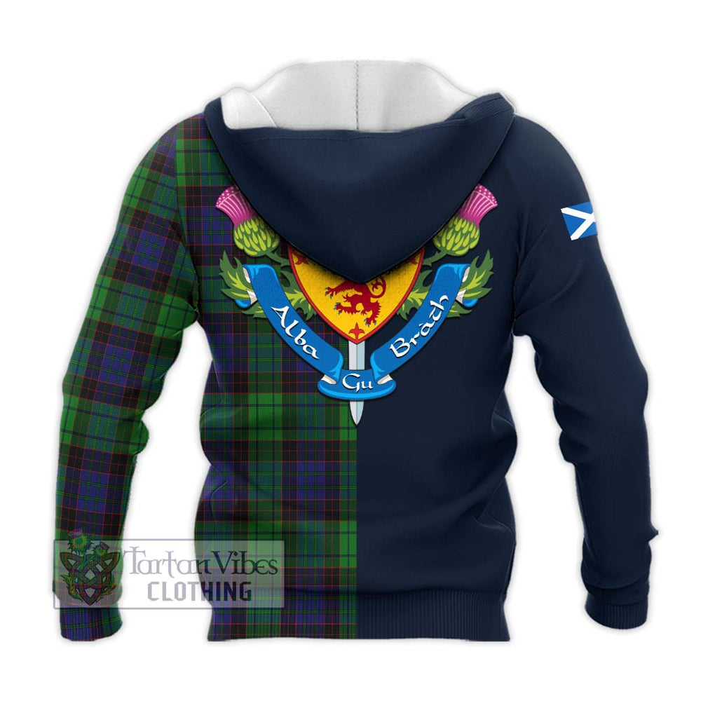 Tartan Vibes Clothing Stewart Old Modern Tartan Knitted Hoodie with Scottish Lion Royal Arm Half Style