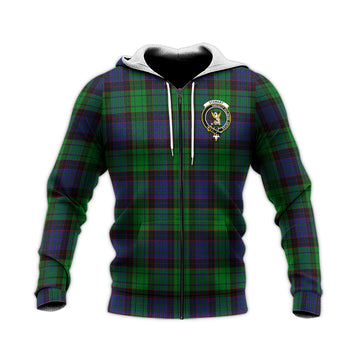 Stewart Old Modern Tartan Knitted Hoodie with Family Crest