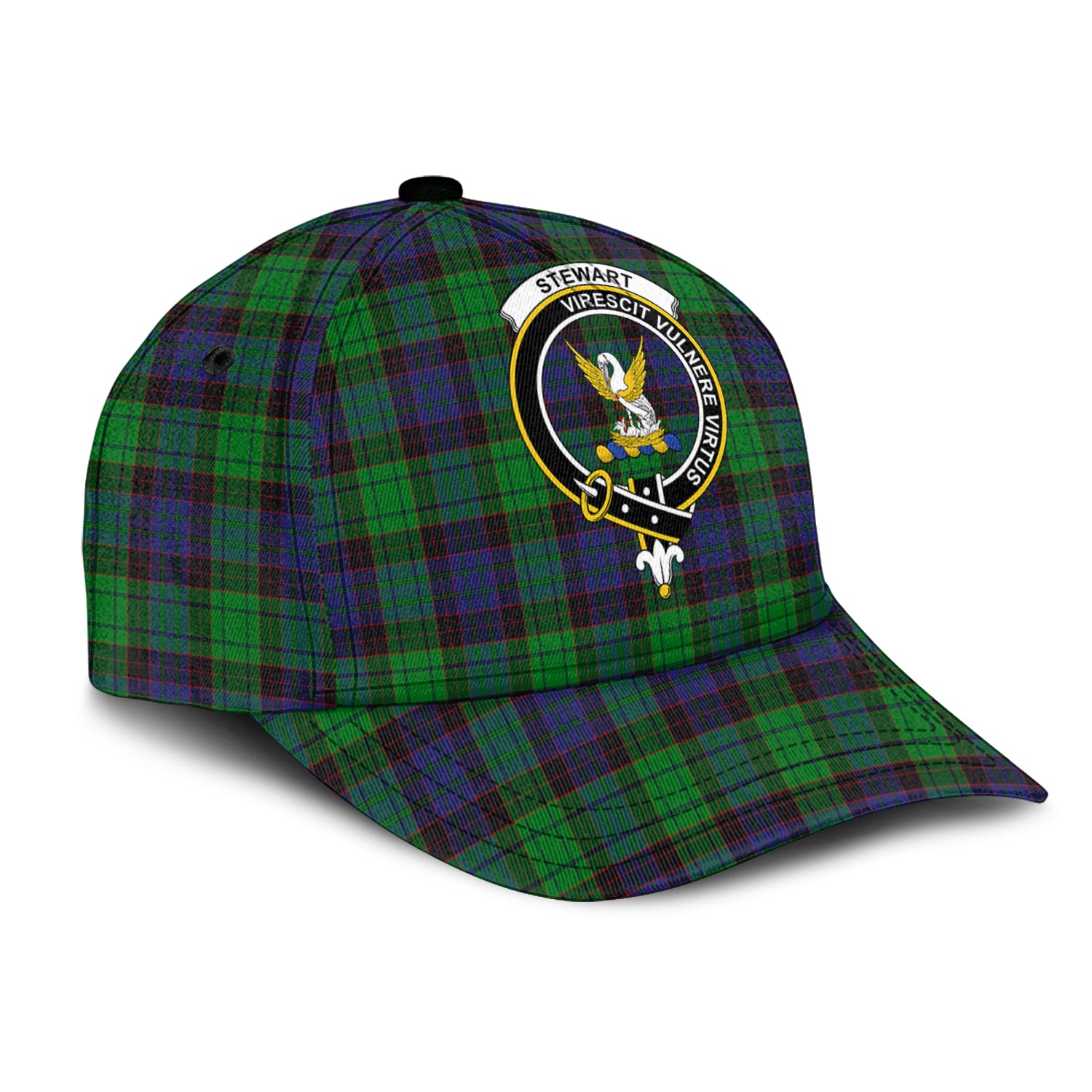 Stewart Old Modern Tartan Classic Cap with Family Crest - Tartan Vibes Clothing