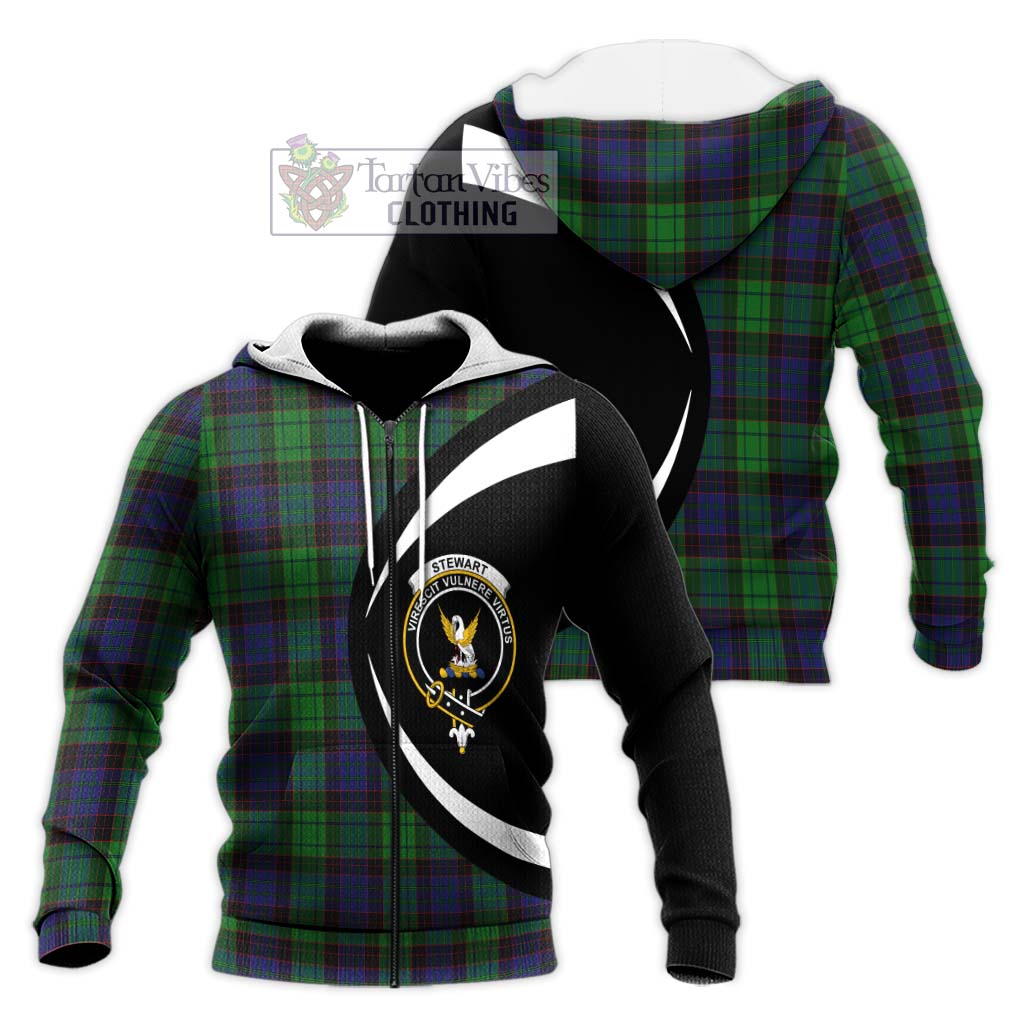 Stewart Old Modern Tartan Knitted Hoodie with Family Crest Circle Style Unisex Knitted Zip Hoodie - Tartan Vibes Clothing