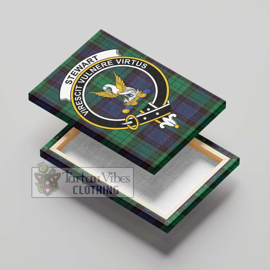 Stewart Old Modern Tartan Canvas Print Wall Art with Family Crest - Tartan Vibes Clothing