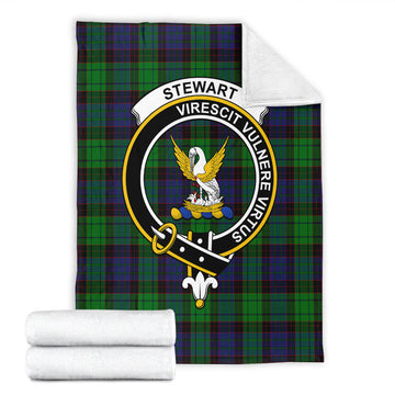 Stewart Old Modern Tartan Blanket with Family Crest