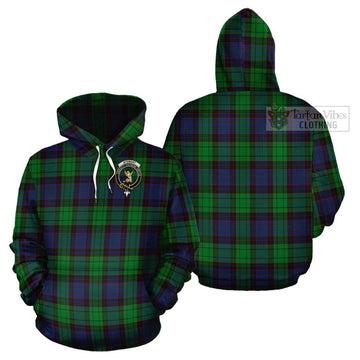 Stewart Old Modern Tartan Cotton Hoodie with Family Crest