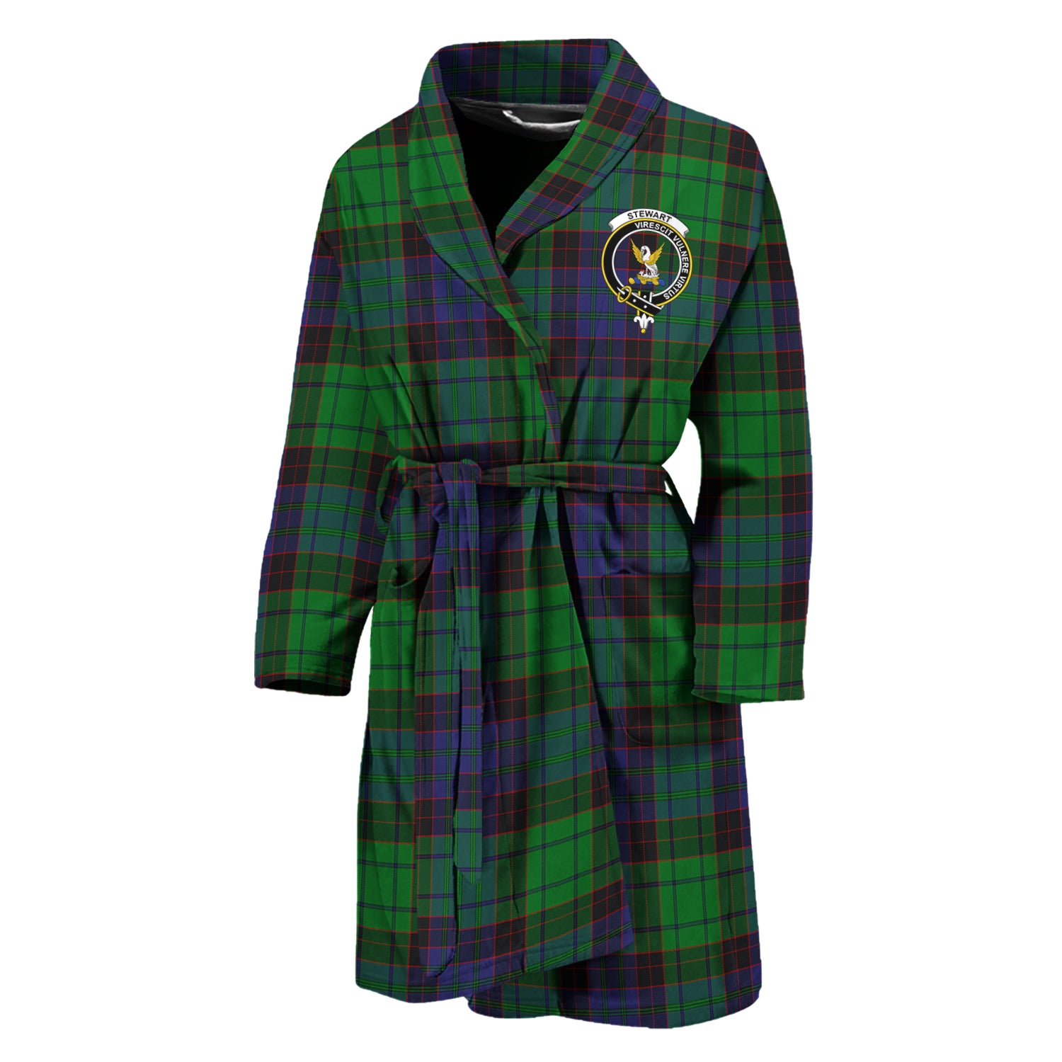 Stewart Old Modern Tartan Bathrobe with Family Crest Unisex M - Tartan Vibes Clothing