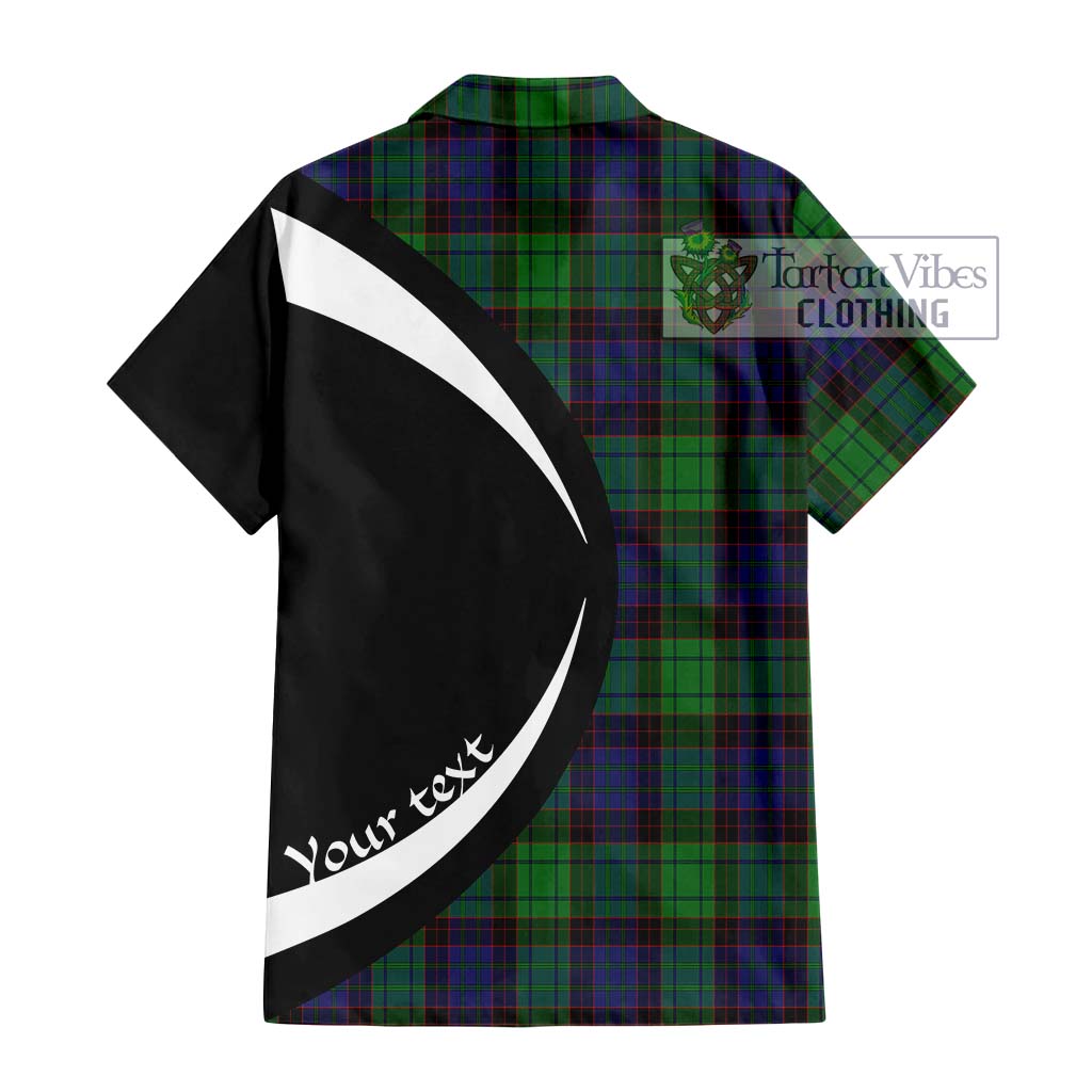 Stewart Old Modern Tartan Short Sleeve Button Up with Family Crest Circle Style - Tartan Vibes Clothing