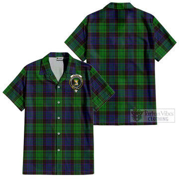 Stewart Old Modern Tartan Cotton Hawaiian Shirt with Family Crest