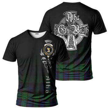 Stewart Old Modern Tartan T-Shirt Featuring Alba Gu Brath Family Crest Celtic Inspired