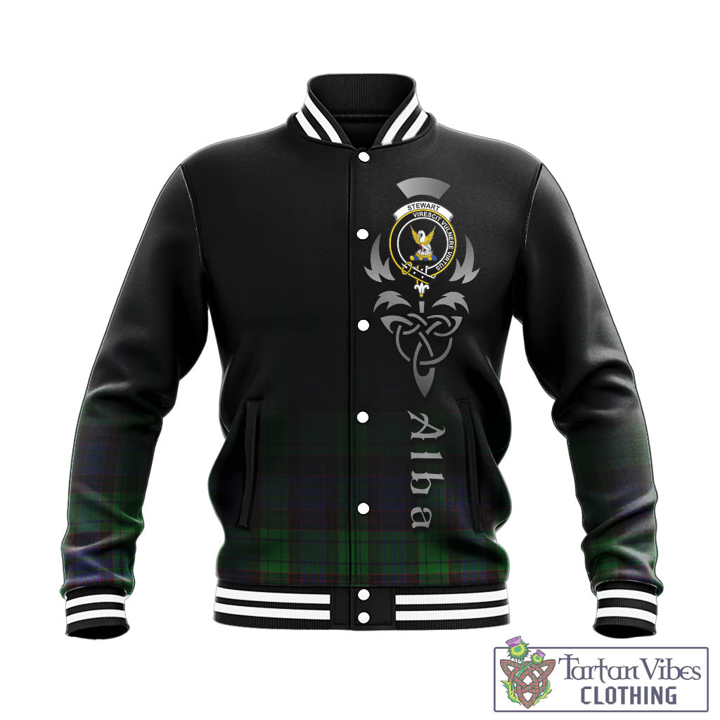 Tartan Vibes Clothing Stewart Old Modern Tartan Baseball Jacket Featuring Alba Gu Brath Family Crest Celtic Inspired