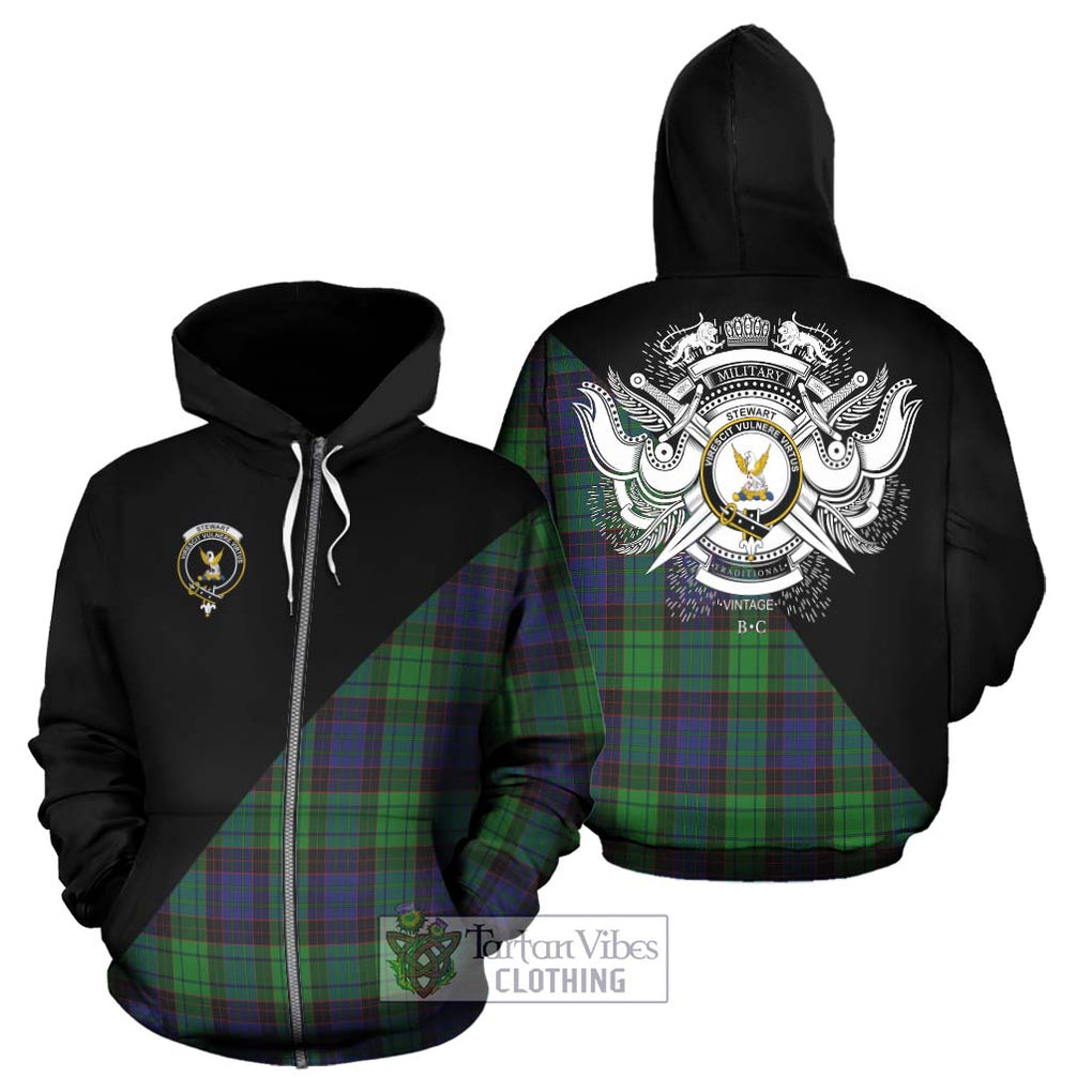 Stewart Old Modern Tartan Hoodie with Family Crest and Military Logo Style - Tartanvibesclothing Shop