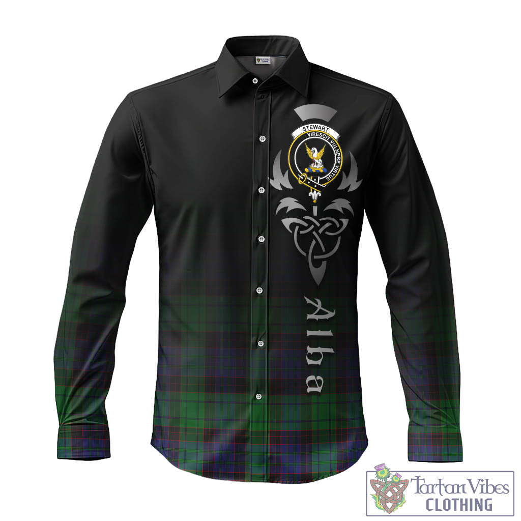 Tartan Vibes Clothing Stewart Old Modern Tartan Long Sleeve Button Up Featuring Alba Gu Brath Family Crest Celtic Inspired