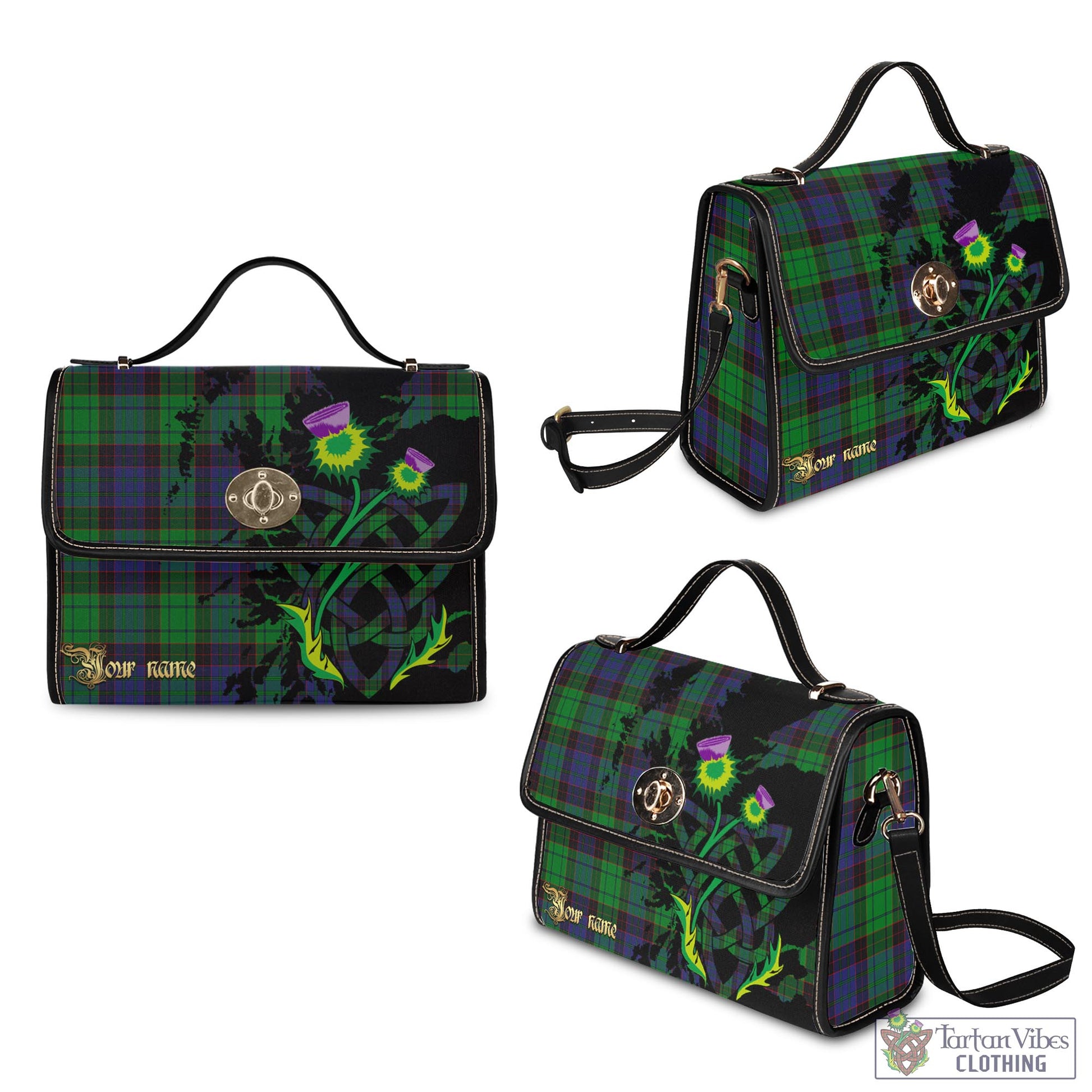 Tartan Vibes Clothing Stewart Old Modern Tartan Waterproof Canvas Bag with Scotland Map and Thistle Celtic Accents