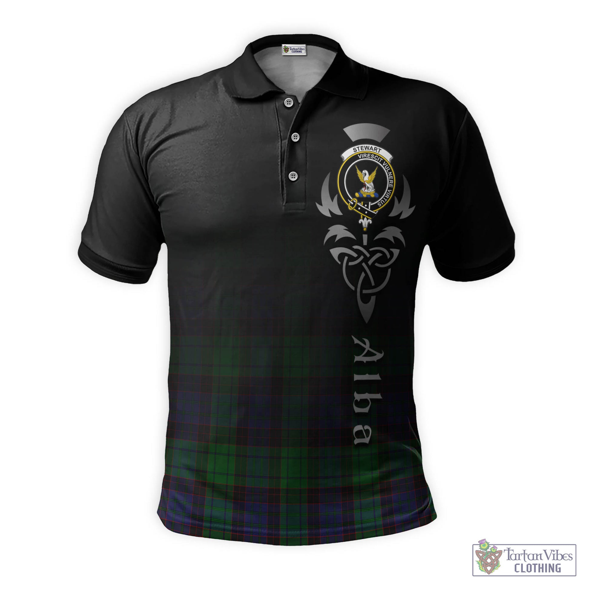 Tartan Vibes Clothing Stewart Old Modern Tartan Polo Shirt Featuring Alba Gu Brath Family Crest Celtic Inspired