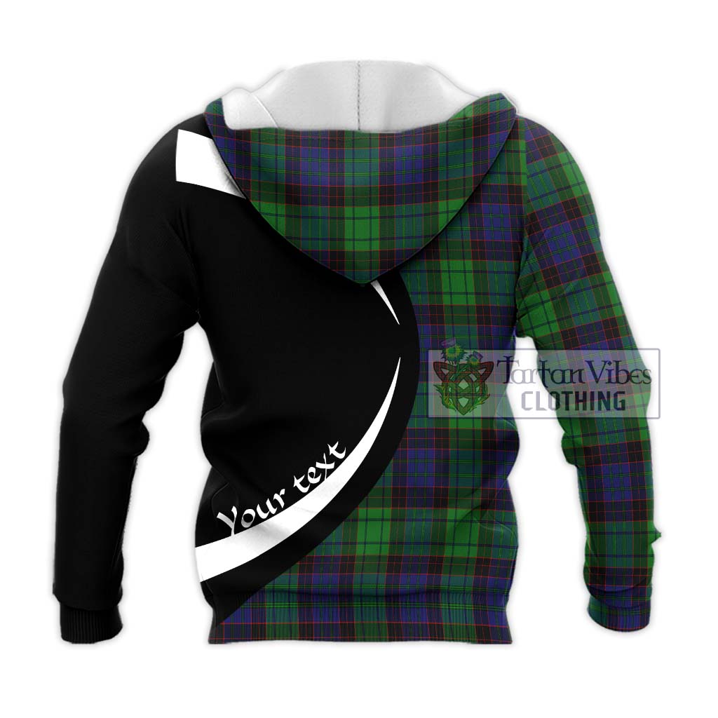 Stewart Old Modern Tartan Knitted Hoodie with Family Crest Circle Style - Tartan Vibes Clothing