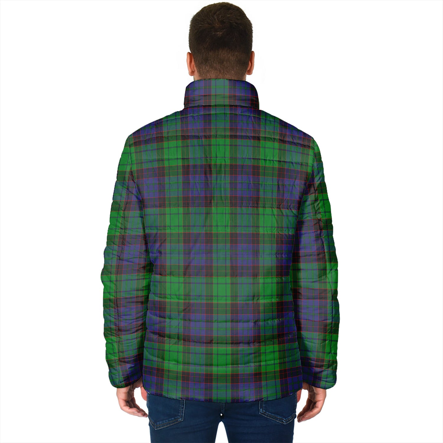 Stewart Old Modern Tartan Padded Jacket with Family Crest - Tartan Vibes Clothing