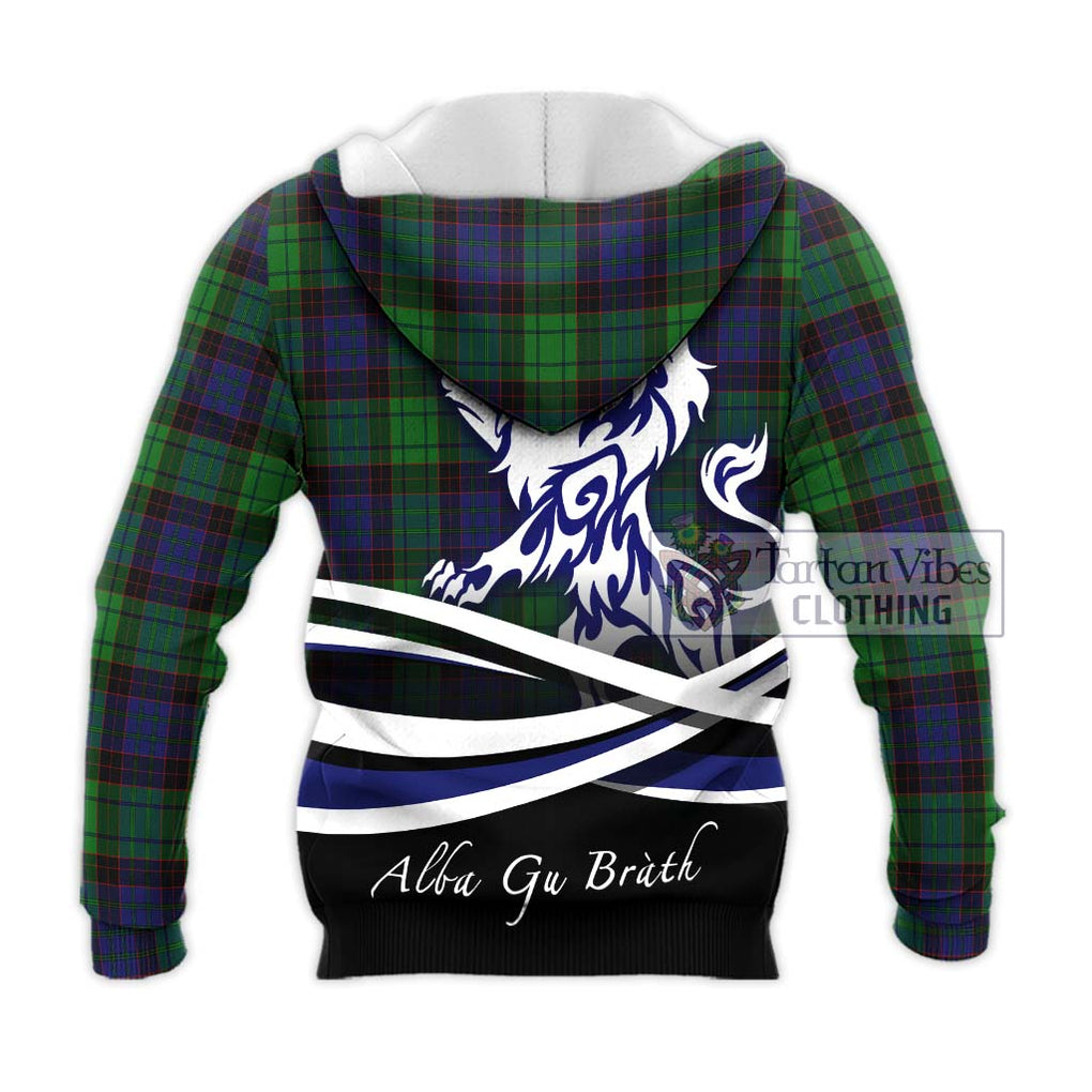 Stewart Old Modern Tartan Knitted Hoodie with Alba Gu Brath Regal Lion Emblem - Tartanvibesclothing Shop