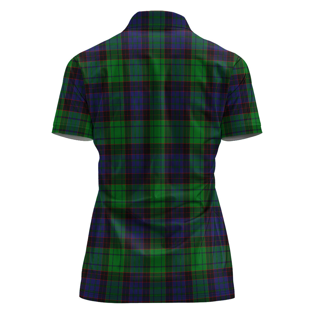 Stewart Old Modern Tartan Polo Shirt with Family Crest For Women - Tartan Vibes Clothing